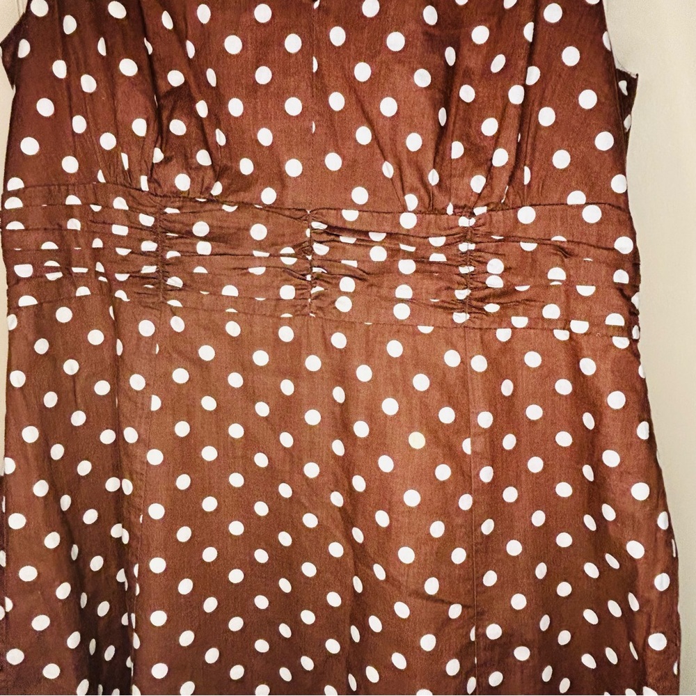 Boden Preppy Brown & White Polka Dot Dress - Picture 5 of 6